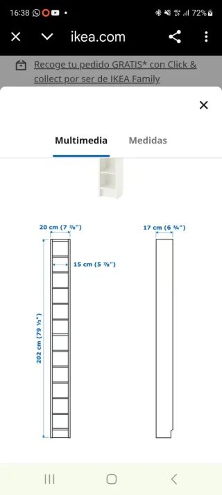 Estantería estrecha para libros y DVDs Gnedby.