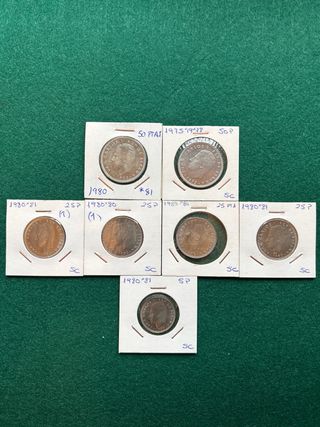 Lote 7 monedas 50, 25 y 5 pesetas Mundial 82