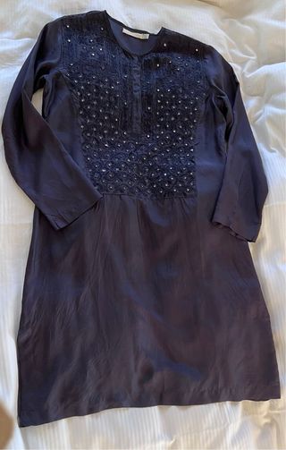 Camisón seda Zara Home azul marino