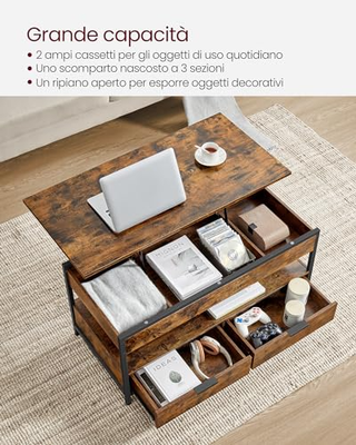 Tavolino da Caffècon Piano Rialzabile, Tavolino da