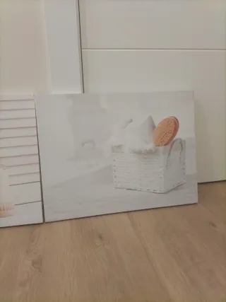 2 Cuadros Decorativos Baño Beige Blanco