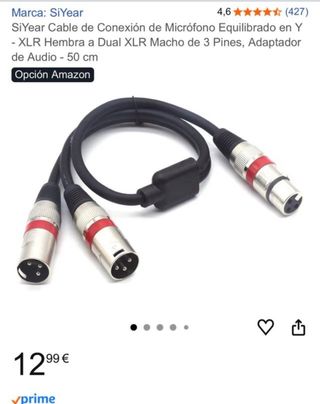 2 UNIDADES de Divisor Y 1 XLR Hembra a 2 XLR Macho