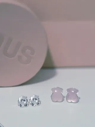 Pendientes Tous Rosa y Plata 10mm.