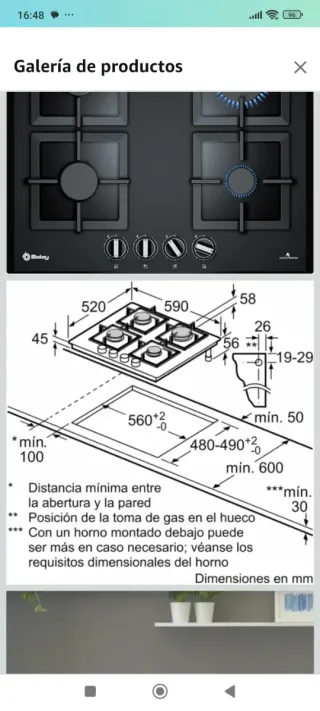 Vitrocerámica de gas Balay 4 fuegos