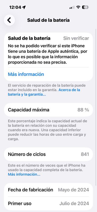 Batería iPhone 15 - 88% Salud