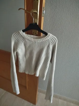 Jersey de punto beige manga larga
