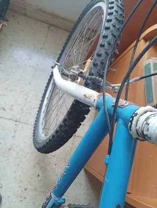 Bicicleta azul y blanca