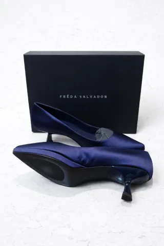 Freda Salvador Navy Blue Satin Pumps