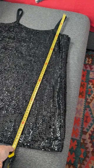 Vestido Vintage Don Algodón Negro Lentejuelas