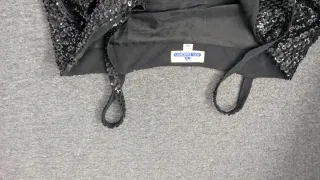 Vestido Vintage Don Algodón Negro Lentejuelas