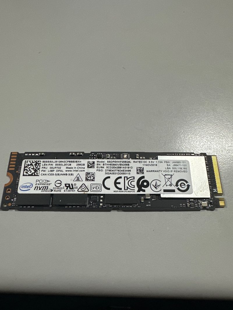 SSD Intel 256GB NVMe M.2 2280
