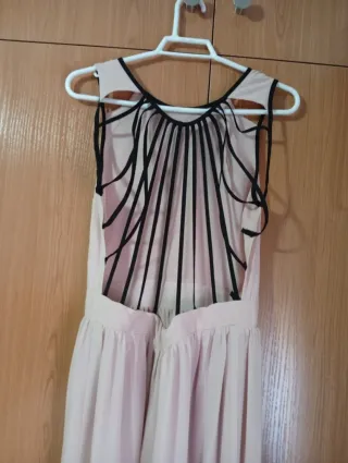 Vestido largo gasa rosa palo