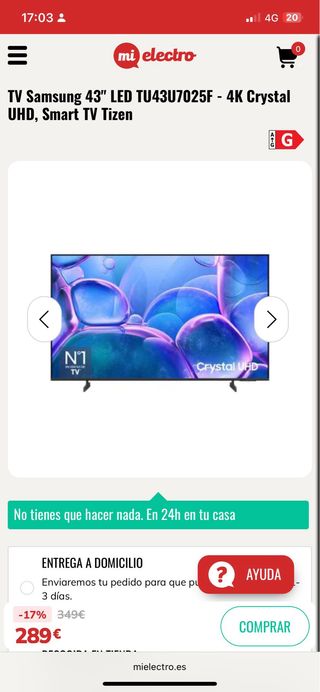 Samsung Crystal UHD U7000F 43