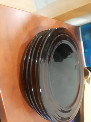 6 Platos Llanos de Vidrio Marrón