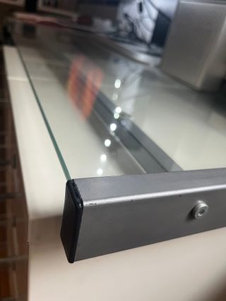 Mesa escritorio doble cristal y metal