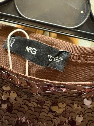 Falda Mango Lentejuelas Marrón/Dorado