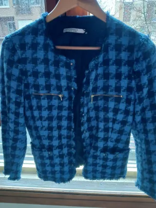 Chaqueta Stradivarius cuadros azul Talla S