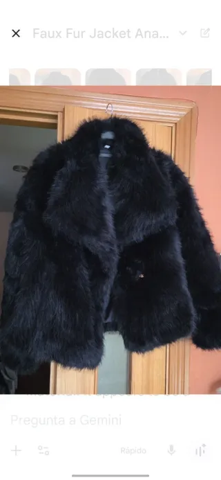 Abrigo pelo sintético negro vintage