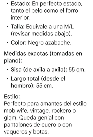 Abrigo pelo sintético negro vintage