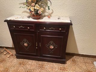 Mueble de entrada antiguo madera y mármol