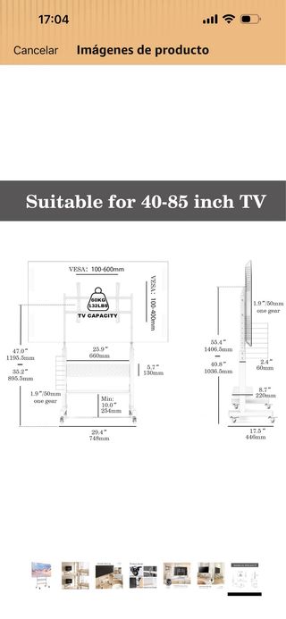 Soporte TV con Ruedas de 40” a 85”