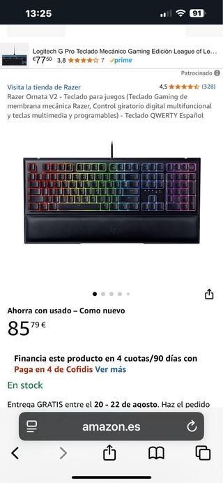 Razer Ornata V2 y Cobra Ratón Teclado