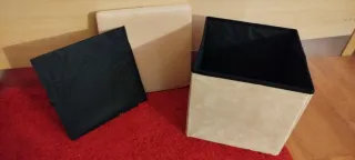 Puff Reposapiés Almacenaje 40x40 Beige