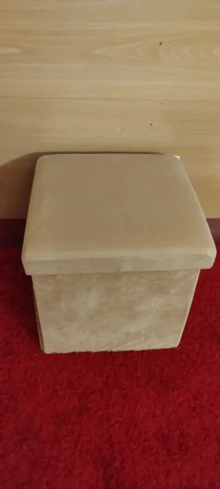 Puff Reposapiés Almacenaje 40x40 Beige