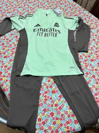 Chándal Real Madrid Adidas Verde y Gris
