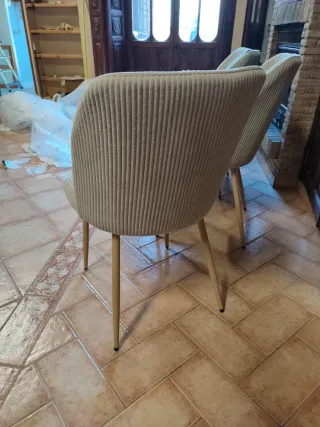 Juego de 4 sillas de comedor beige/gris