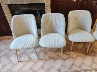 Juego de 4 sillas de comedor beige/gris