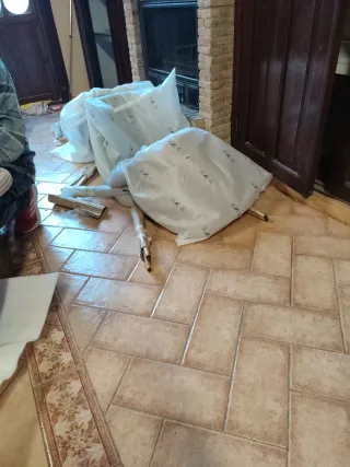 Juego de 4 sillas de comedor beige/gris