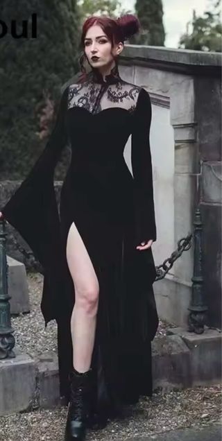 Vestito gotico nero pizzo TG S