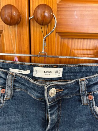 Pantalón Pitillo Mango Talla 38 Azul