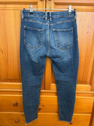 Pantalón Pitillo Mango Talla 38 Azul