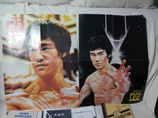 Poster de Brus lee y libros artes marciales de reg