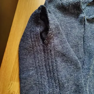 Poncho/ capa punto capucha azul