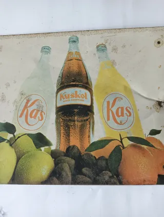 Cartel chapa antiguo,KAS Limón, Kaskol y Naranja