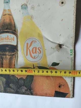 Cartel chapa antiguo,KAS Limón, Kaskol y Naranja