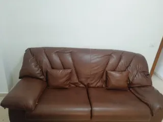 Sofá de piel marrón 3 plazas