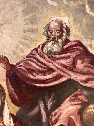 Coronación de la Virgen, pintura devocional s. XIX