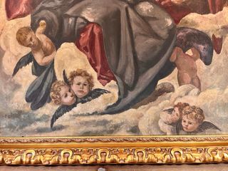 Coronación de la Virgen, pintura devocional s. XIX