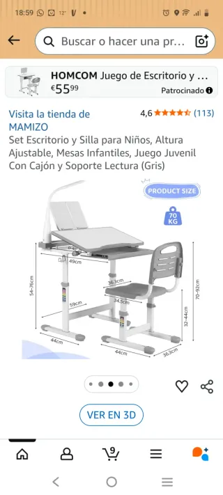 Mesa juvenil con lámpara y silla