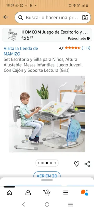 Mesa juvenil con lámpara y silla