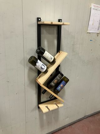 Porta bottiglie multifunzionale legno e metallo
