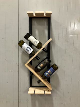 Porta bottiglie multifunzionale legno e metallo