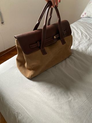 Bolso de mano de viaje piel y ante