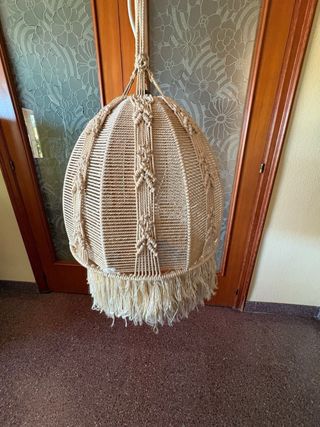 Lámpara Macramé Beige Algodón