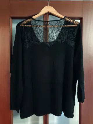 Jersey Violeta/Mango Negro Talla L Encaje