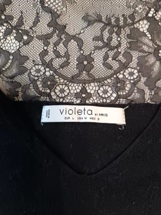 Jersey Violeta/Mango Negro Talla L Encaje